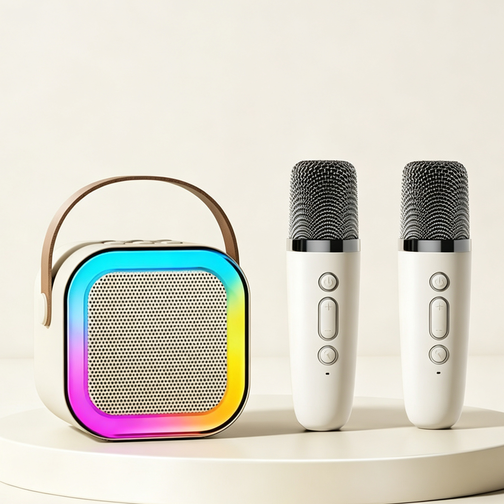 Portable Karaoke Speaker System with Dual Wireless Mics