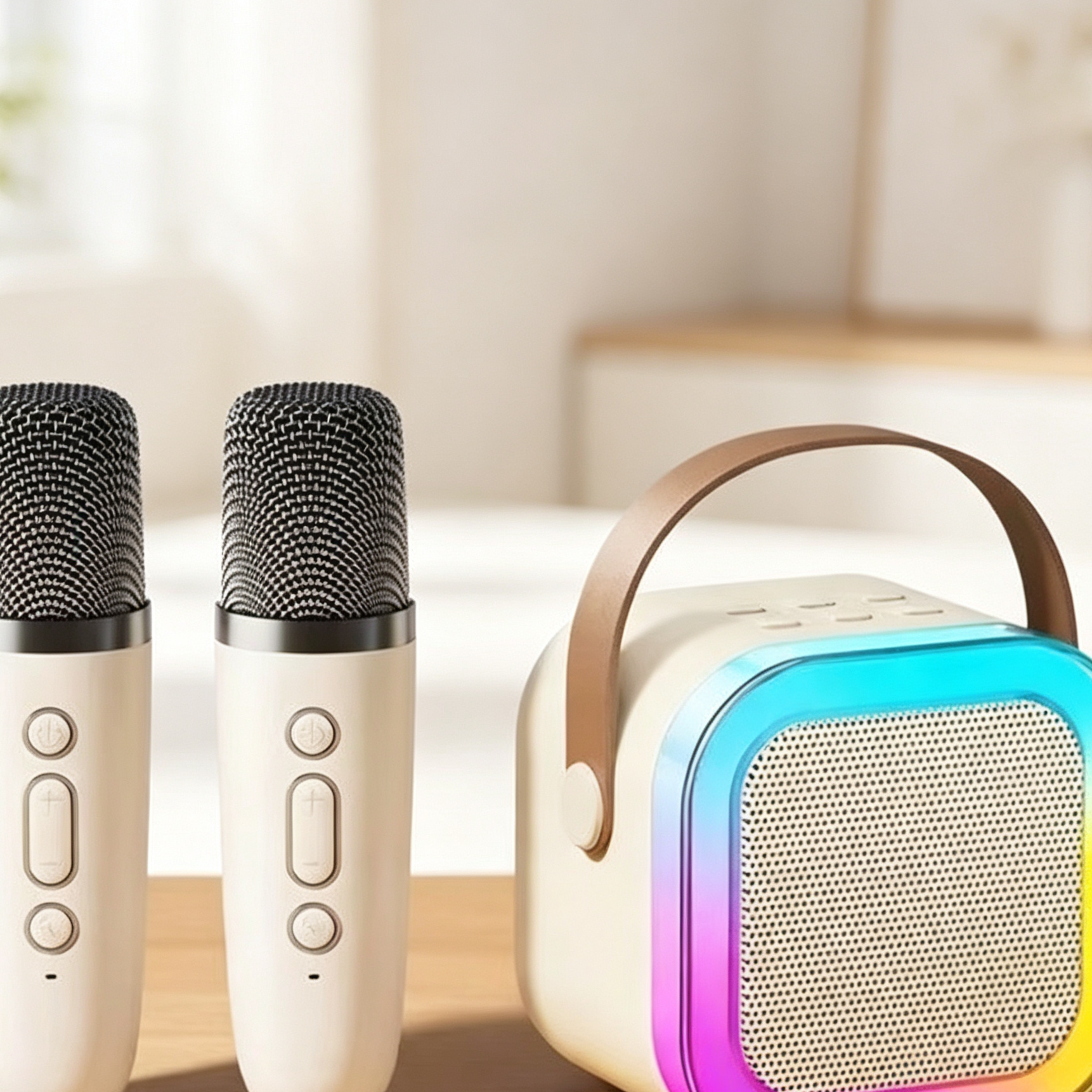 Portable Karaoke Speaker System with Dual Wireless Mics