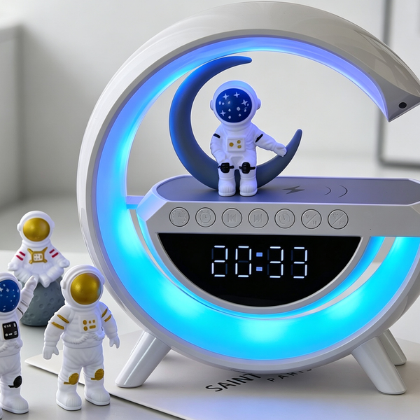 Astronaut LED Alarm Clock with Wireless Charging