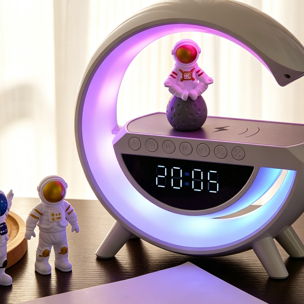 Astronaut LED Alarm Clock with Wireless Charging